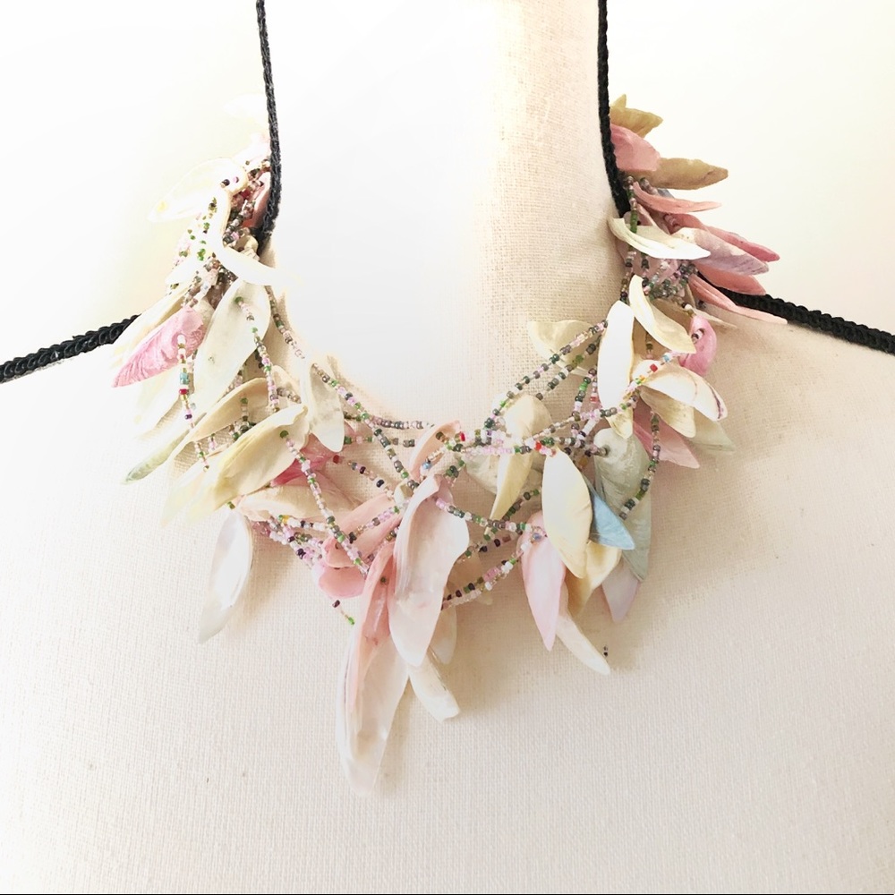 Multi strains beaded seashell necklace